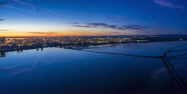 Panoramic View Drone Burgas City Night — Stock Photo, Image