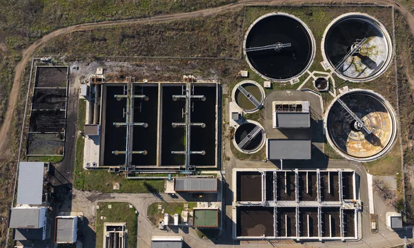 Aerial View Sewage Treatment Plant Aheloy City Bulgaria — 스톡 사진