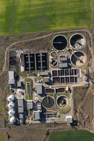 Aerial View Sewage Treatment Plant Aheloy City Bulgaria — 스톡 사진
