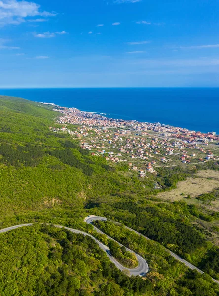 Letecký Pohled Bezpilotní Letovisko Sunny Beach Bulharském Pobřeží Černého Moře — Stock fotografie
