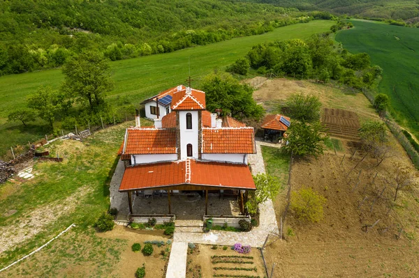 Aerial View Drone Small Chapel Forest — Stock Photo, Image