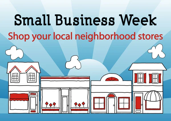 Small Business Week, Main Street ABD, destek yerel mahalle depolar — Stok Vektör