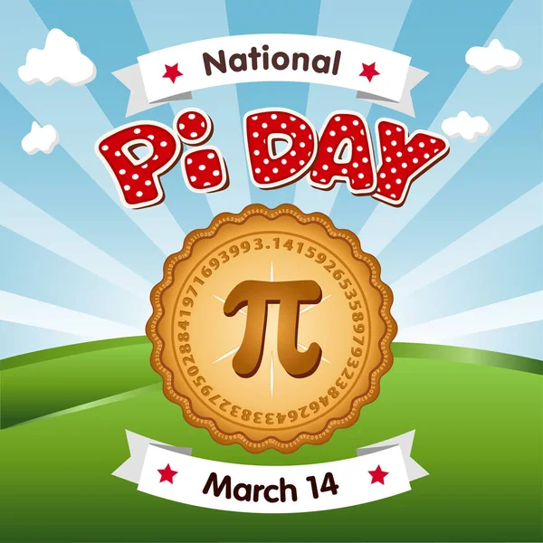 Pi Day, 14 de março, Feriado de Matemática, Comer Torta — Vetor de Stock