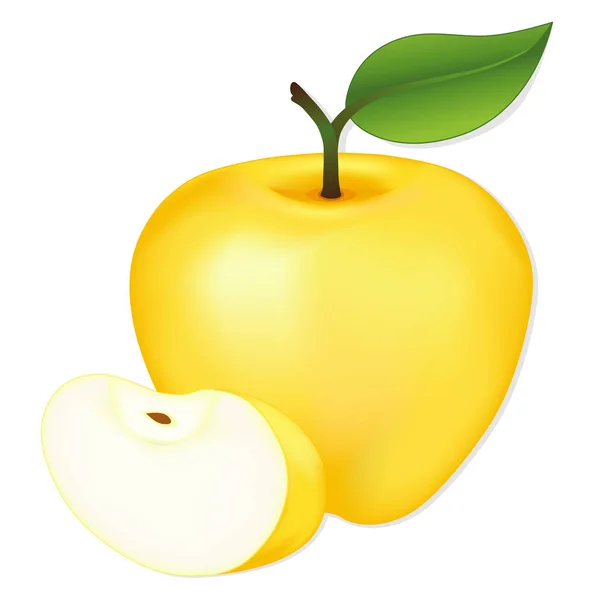 Apple, Golden Delicious, Sweet Fresh Orchard Fruit — Stock Vector