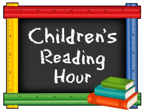 Barns läsning timme, linjal ram med böcker — Stock vektor