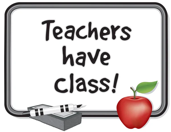 教師はクラスを持っている!ホワイト ボード、アップル — ストックベクタ