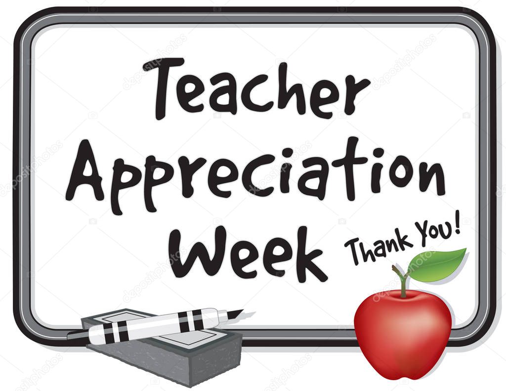 Teacher Appreciation Week Whiteboard, Thank You! Apple