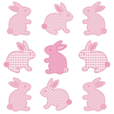 Bebeği tavşan tavşan Pötikareli onay ve Polka Dot Patchwork, Pastel pembe