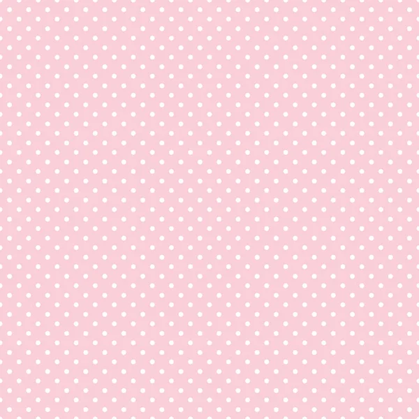 Patrón sin costuras, vector incluye muestra que llena a la perfección cualquier forma, pequeños lunares blancos sobre fondo rosa pastel — Archivo Imágenes Vectoriales