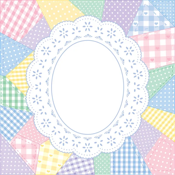 Dantel bardak altlığı peçete Patchwork Yorgan, Oval resim çerçevesi, kopya alanı, Pastel paleti