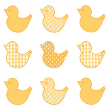 Bebek ördekler Pötikareli onay ve Polka Dot Patchwork, sarı altın
