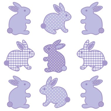 Bebeği tavşan tavşan Pötikareli onay ve Polka Dot Patchwork, Pastel lavanta