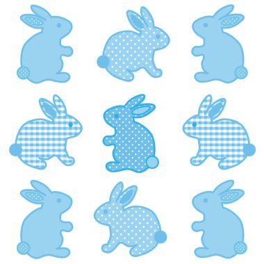 Bebeği tavşan tavşan Pötikareli onay ve Polka Dot Patchwork, Pastel Aqua