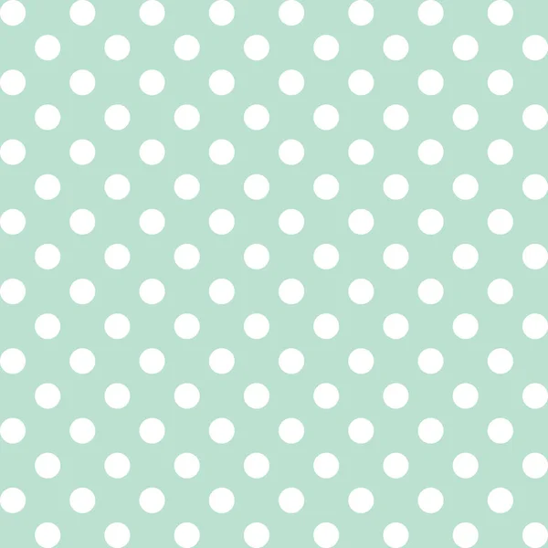 Seamless Pattern, vector includes swatch that seamlessly fills any shape, large white polka dots on pastel green background — Stock Vector