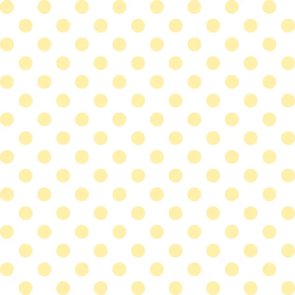 Wzór, wektor zawiera próbkę, która powoduje płynne wypełnienie dowolnego kształtu, duży pastel żółty groszki na białym tle — Wektor stockowy