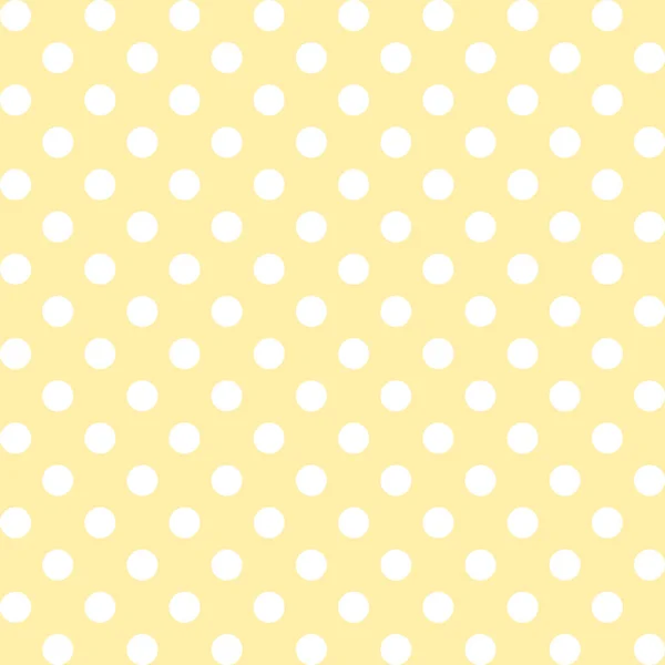 无缝模式向量包括无缝填充任何形状、 大白波尔卡圆点上柔和的黄色背景的色板 — 图库矢量图片