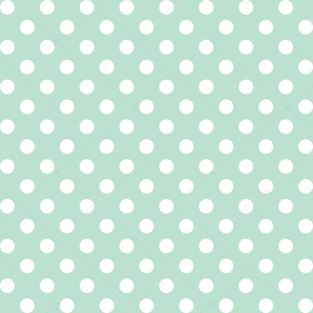 Seamless Pattern, vector includes swatch that seamlessly fills any shape, large white polka dots on pastel green background