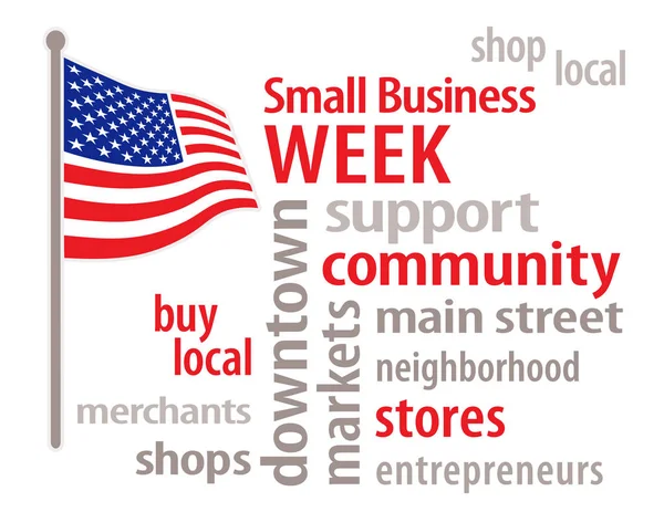 Small Business Week, Loja Local, Comprar Local, Bandeira Americana — Vetor de Stock