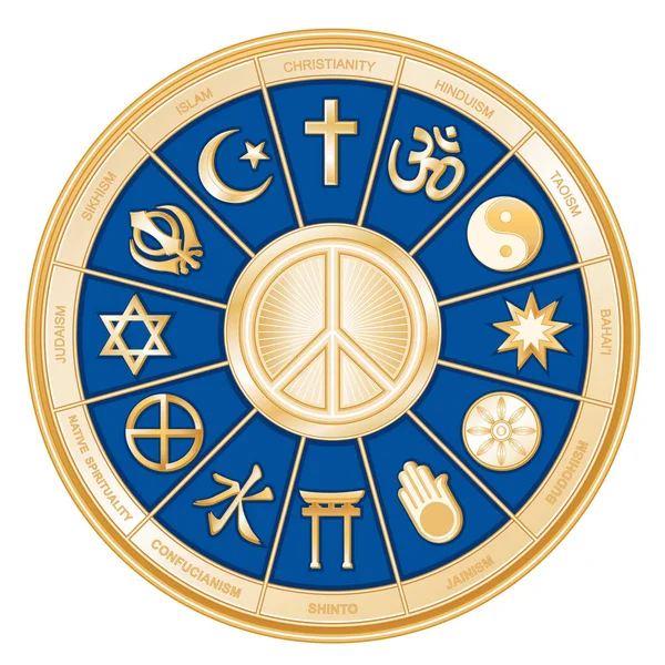 世界金マンダラ ホイール、国際平和のシンボルの宗教 — ストックベクタ