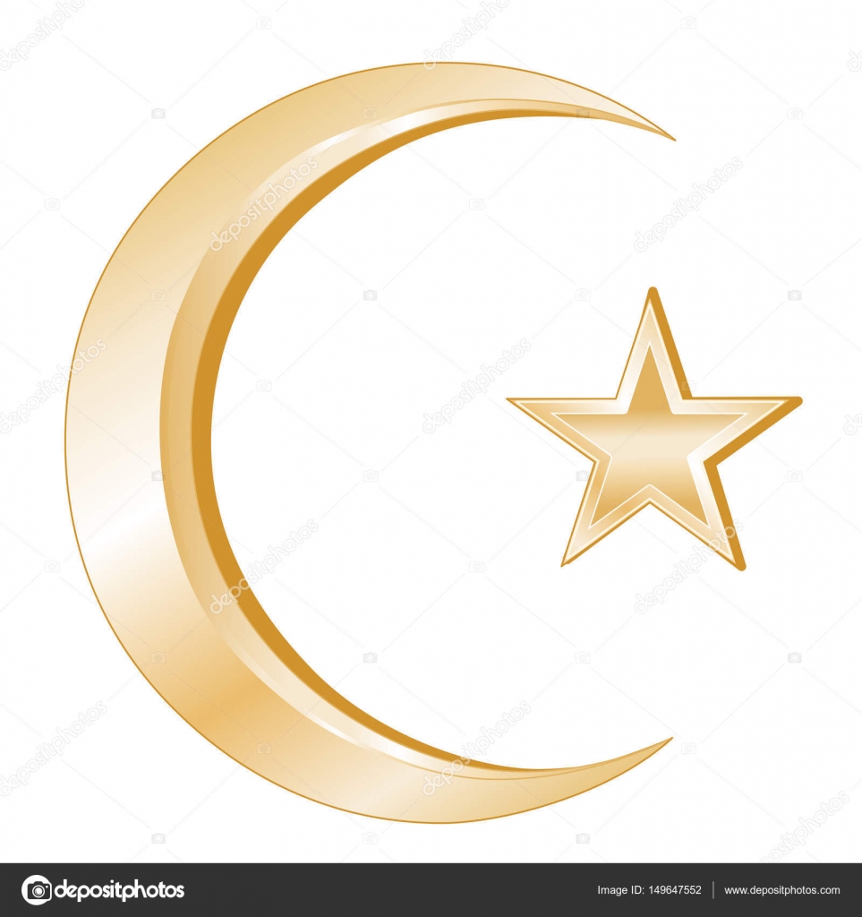 Islam Symbol, goldener Halbmond und Stern - Vektorgrafik: lizenzfreie