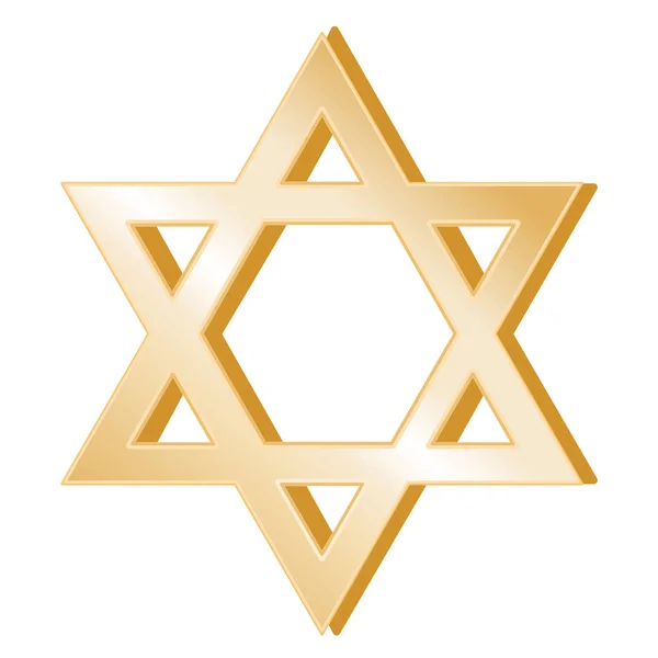 Judaism Symbol, Gold Star of David — Stock Vector