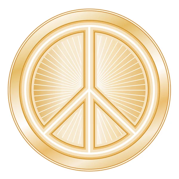 Peace Symbol, Gold Mandala — Stock Vector