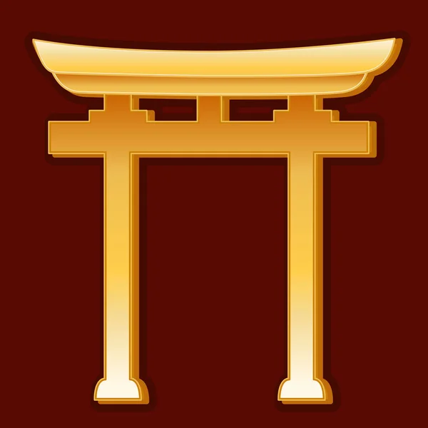 Shinto Symbol, Gold Torii Gate — Stock Vector