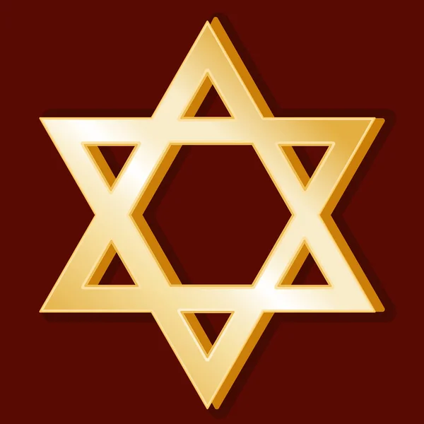 Judaism Symbol, Gold Star of David — Stock Vector
