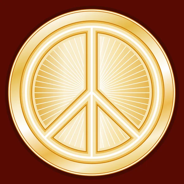 Fred Symbol, guld Mandala — Stock vektor