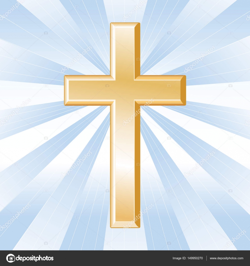 Христианский Крест, Христианство, Голубой Луч Неба Векторное.