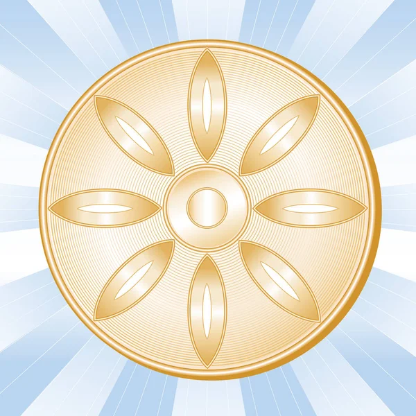 Buddhism Symbol, Lotus Blossom, Blue Ray Background — Stock Vector