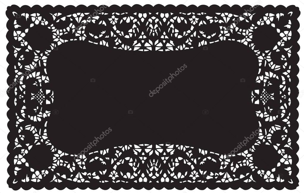 Lace Doily Place mat, Scallop Edge, Black