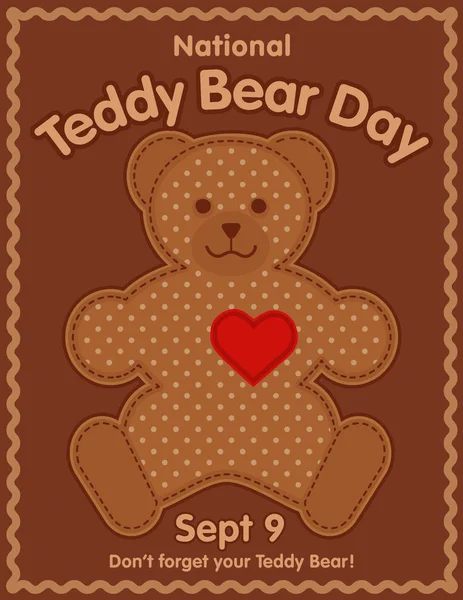 Teddy Bear Day, 9 de setembro, Rick Rack Frame — Vetor de Stock