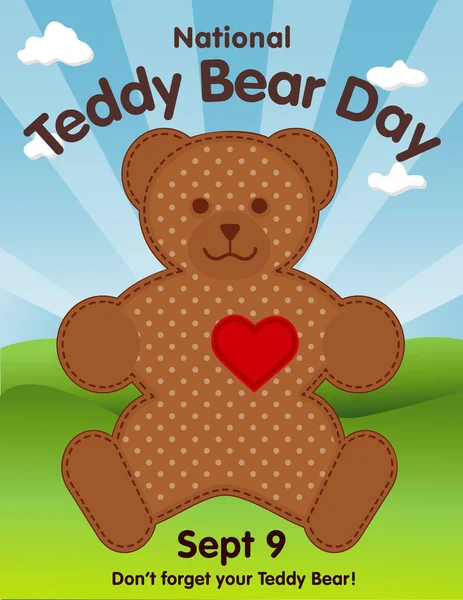 Teddy Bear Day, 9 September, hjärta fullt av kärlek! — Stock vektor