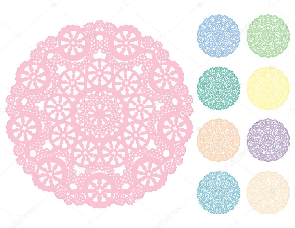 Lace Doily Place Mats, Snowflake Design Pattern, Pastels