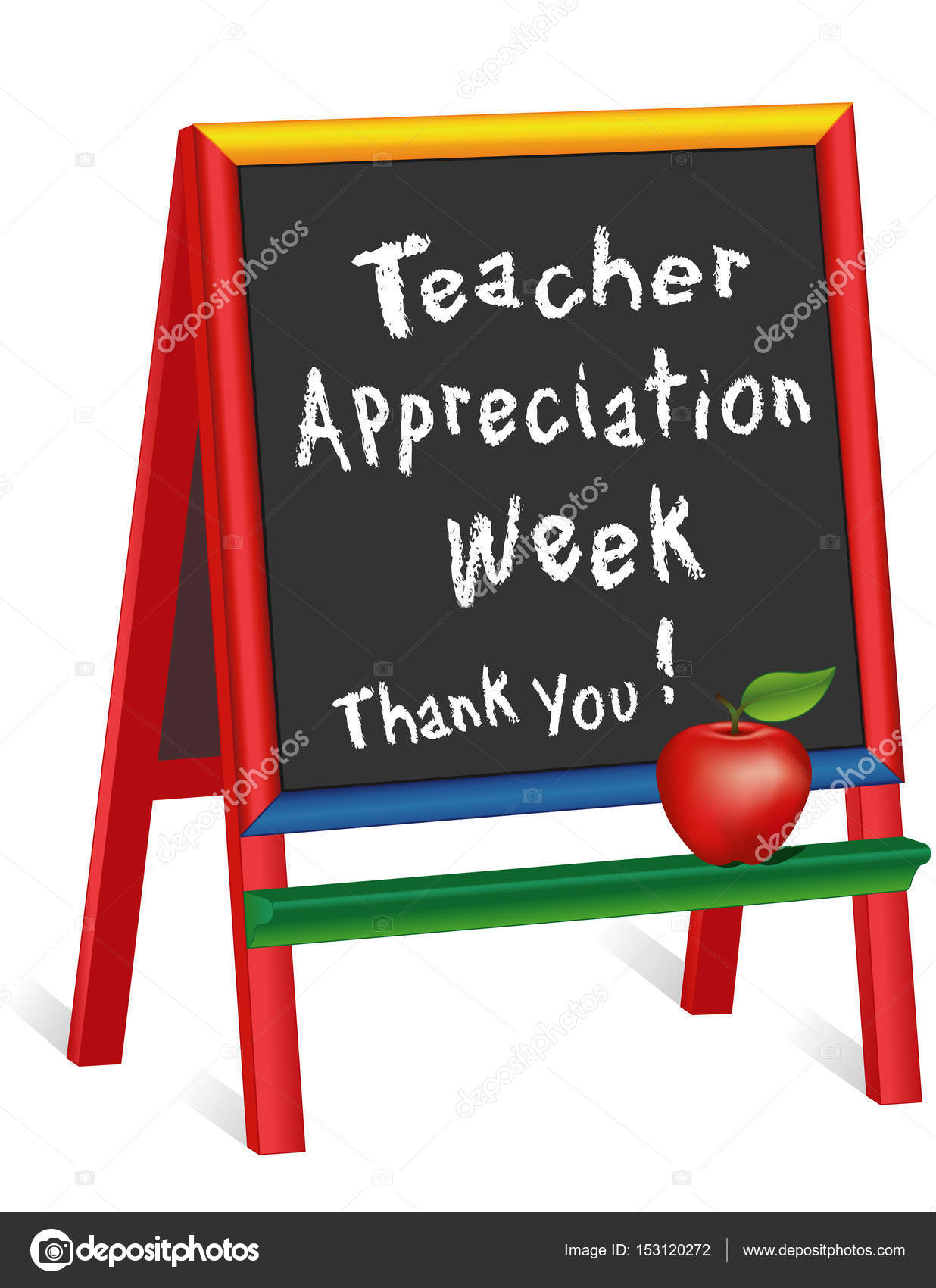 Teacher Appreciation Week Sign, Childrens Chalkboard Easel Stock Vector