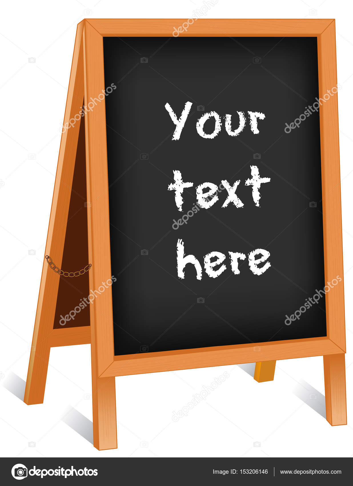 Sign, Chalkboard Folding Sidewalk Easel, Cherry Wood Frame Stock Vector