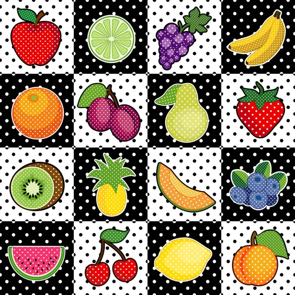 Telhas de fruta, estilo Polka Dot — Vetor de Stock