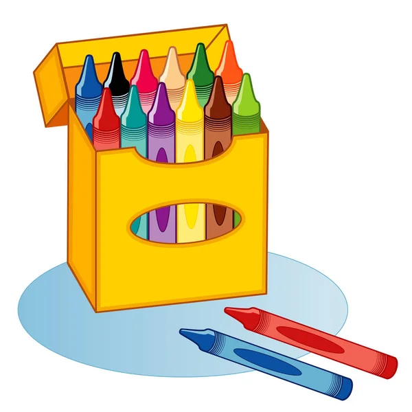 Buntstifte in einer Schachtel — Stockvektor