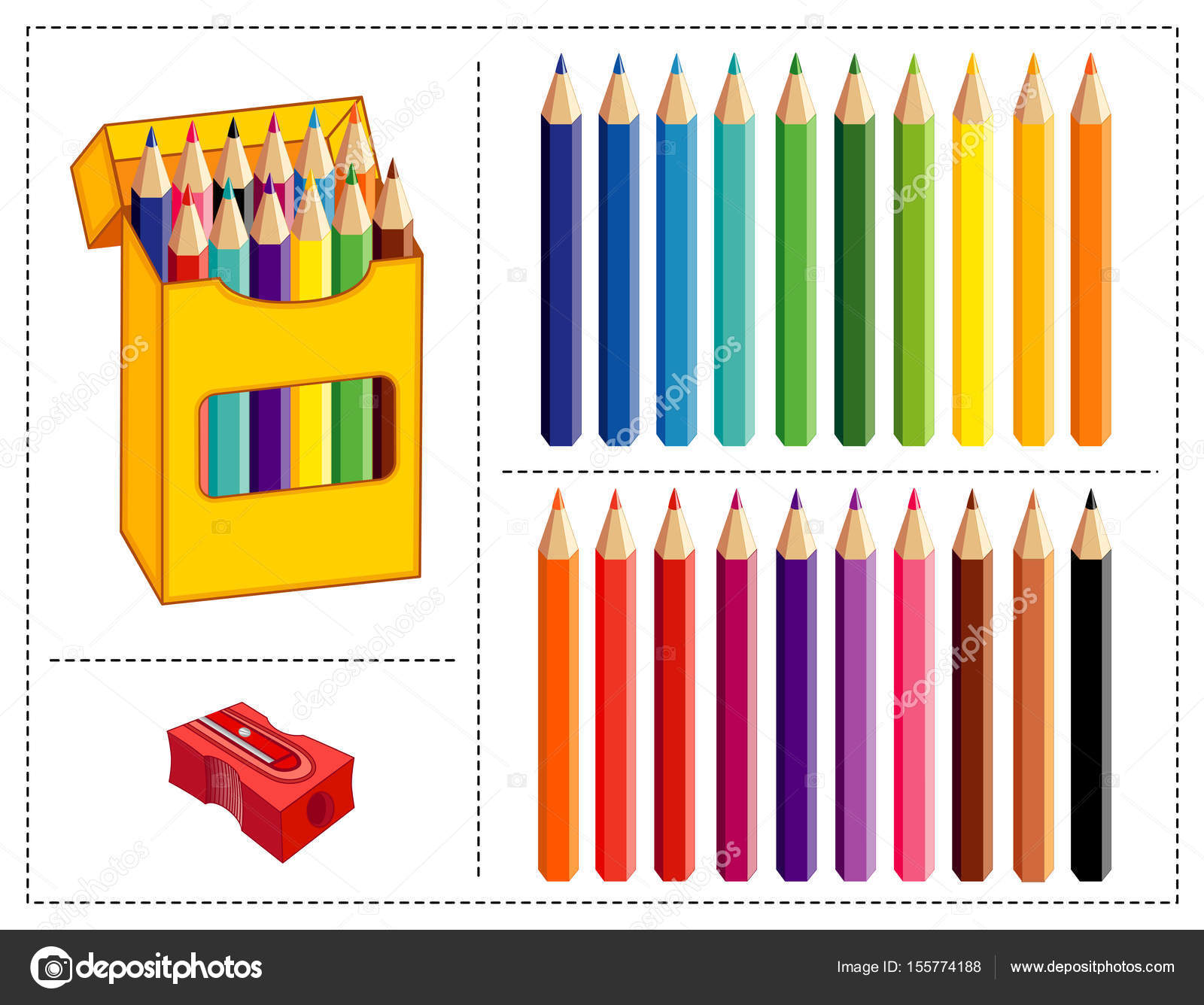 卷笔刀二十颜色铅笔设置图库矢量图©casejustin 155774188, image size:1024x855