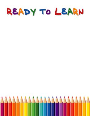 Poster, gökkuşağı renkli kalem kenarlık öğrenmek hazır