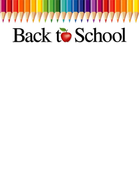 Back to School Poster, Rainbow Pencils, Apple for the Teacher — Stock Vector