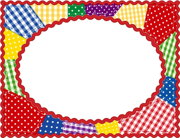 Marco de edredón patchwork con espacio de copia oval — Vector de stock