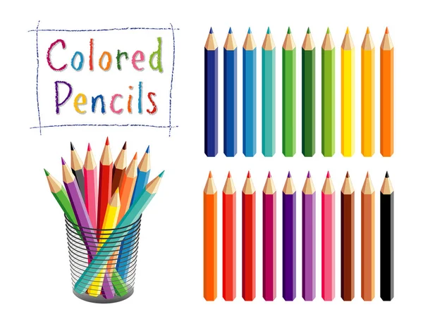 Coloring Pencils Set simple flat design on white background. Set of rainbow  vector colored pencils. Kids school stationery Doodles drawn by colorful  pencils. Colored wooden pencils Kids activities 20261149 Vector Art at