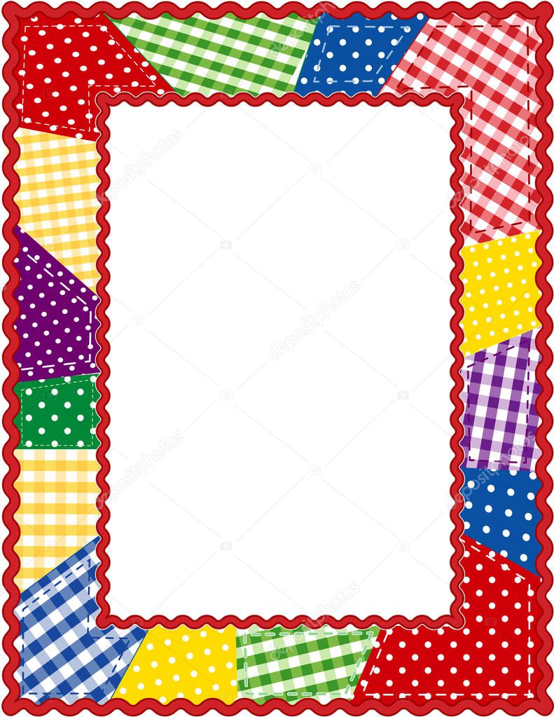 Patchwork Quilt Picture Frame with Copy Space