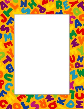Alphabet Picture Frame, Gold Background clipart