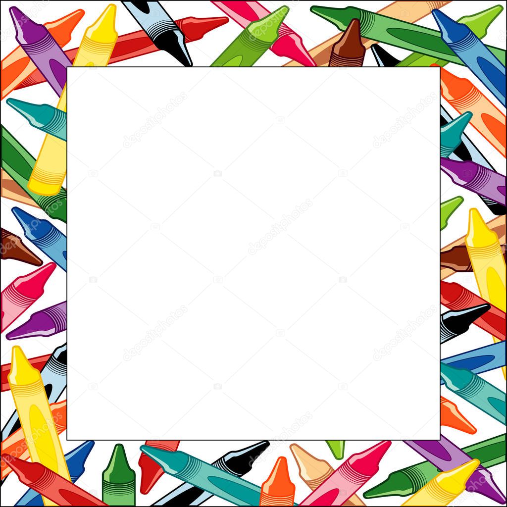 Crayon Frame, Square White Background 