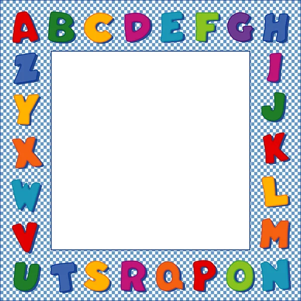 Alphabet Frame, cocher Vichy bleu — Image vectorielle
