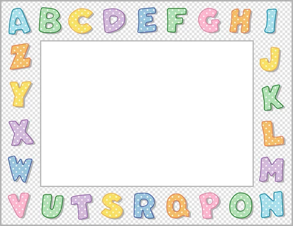 Cadre alphabet pépinière, Pastel Polka Dot, Blanc Gingham Vérifier la frontière — Image vectorielle