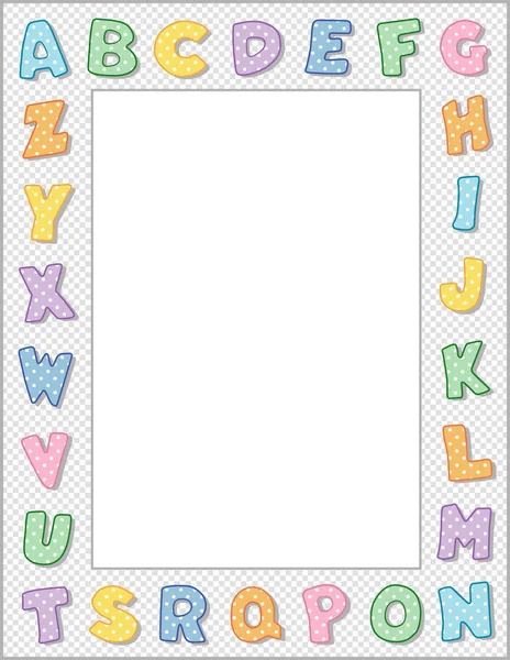 Cadre alphabet pépinière, Pastel Polka Dot, Blanc Gingham Vérifier la frontière — Image vectorielle